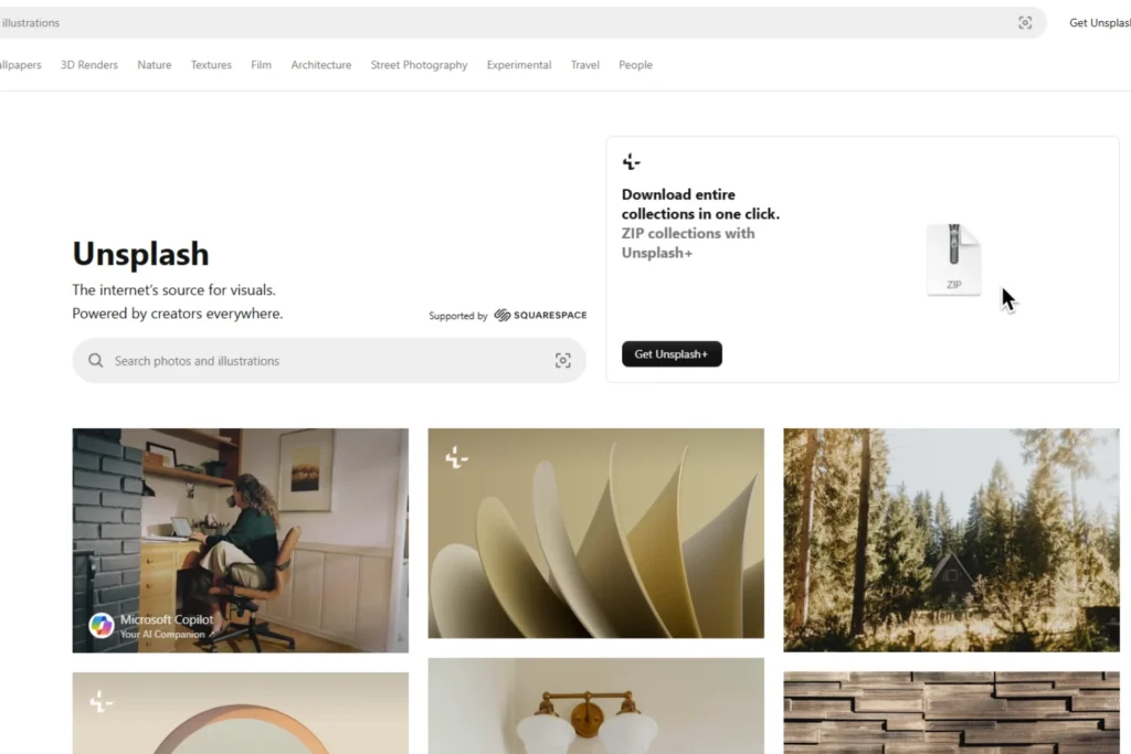 เว็บโหลดภาพฟรี Unsplash